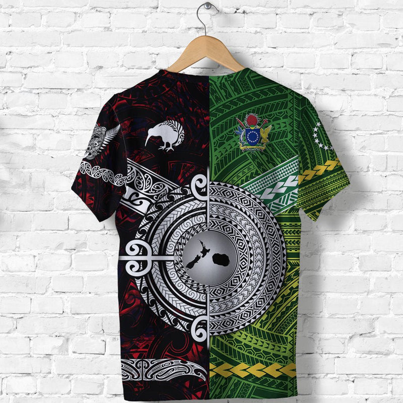 Custom New Zealand and Cook Islands Together Red T Shirt