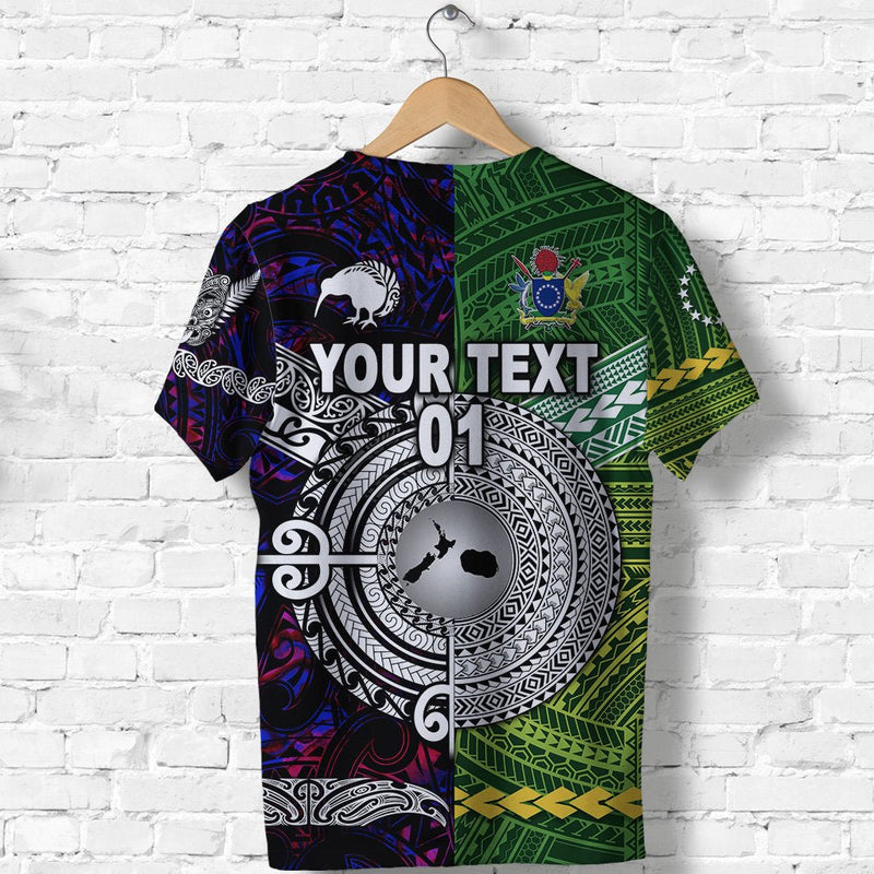 Custom New Zealand and Cook Islands Together Purple, Custom Text And Number T Shirt