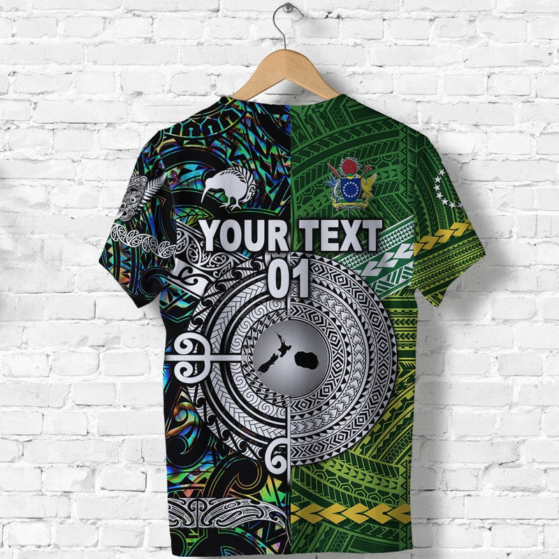Custom New Zealand and Cook Islands Together Paua Shell, Custom Text And Number T Shirt