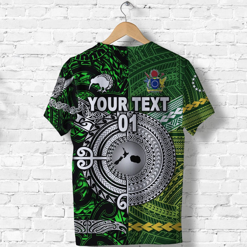 Custom New Zealand and Cook Islands Together Green, Custom Text And Number T Shirt