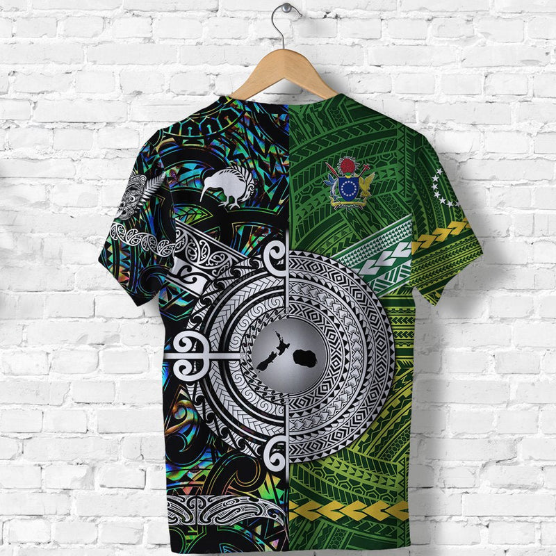Custom New Zealand and Cook Islands Together Paua Shell T Shirt