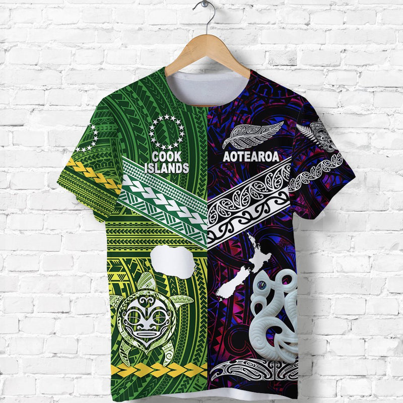 Custom New Zealand and Cook Islands Together Purple, Custom Text And Number T Shirt