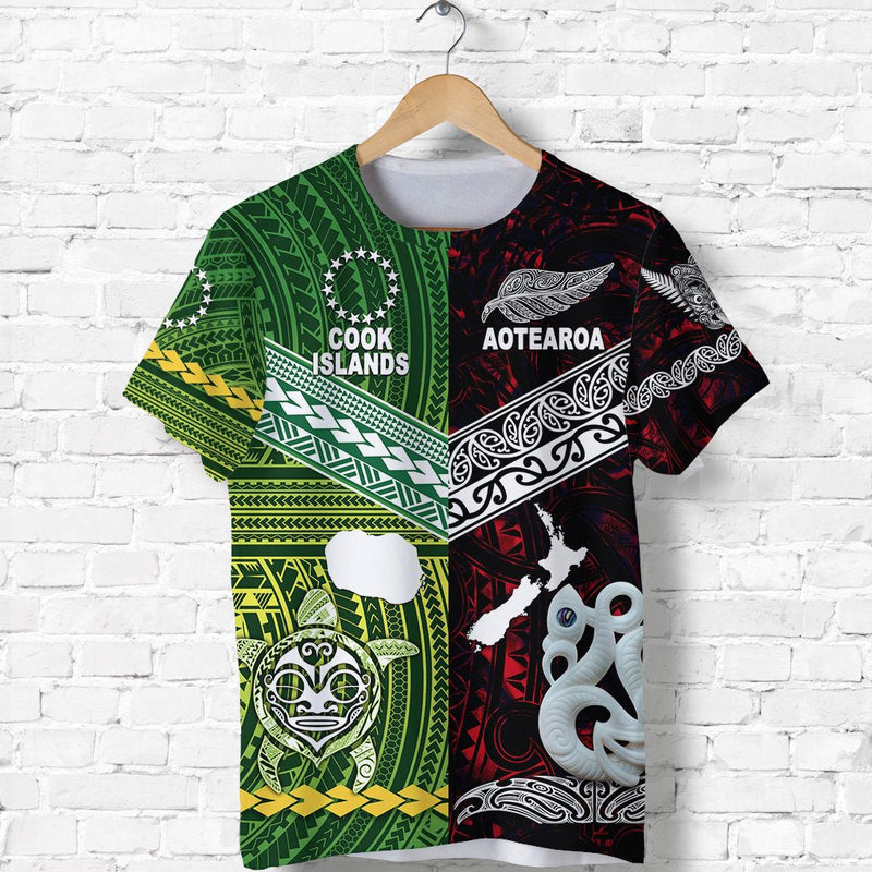 Custom New Zealand and Cook Islands Together Red, Custom Text And Number T Shirt