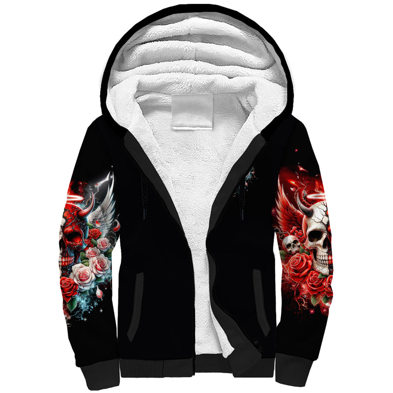 Evil Angel Skull Even The Devil Was Once An Angel Sherpa Hoodie