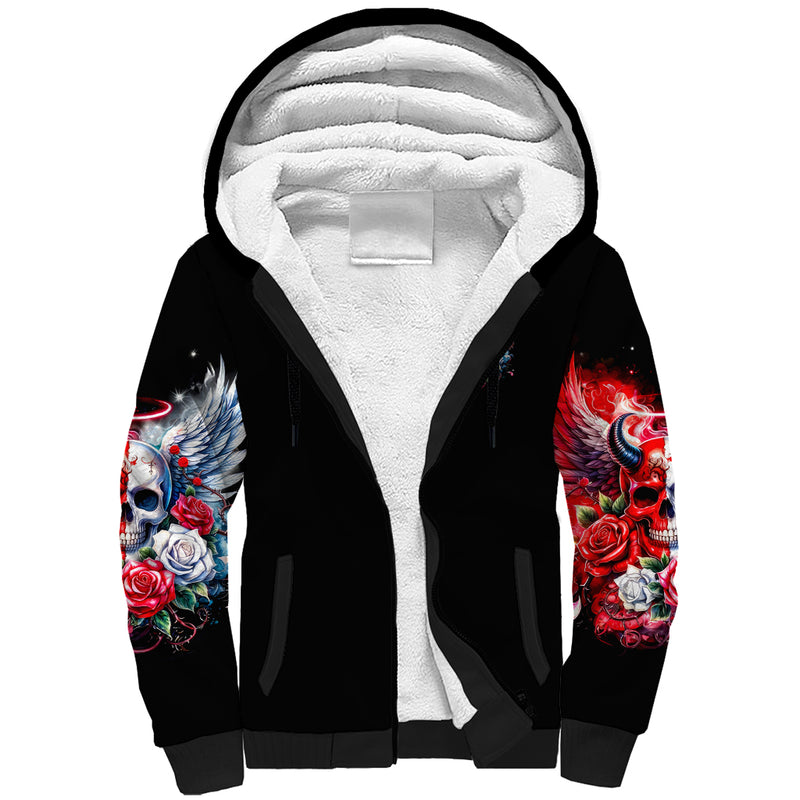 Evil Angel Skull Heaven Don't Want Me And Hell Afraid Sherpa Hoodie