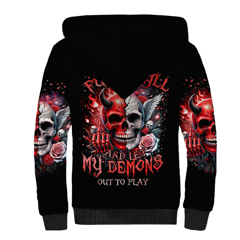 Evil Angel Skull Fuck It All And Let My Demons Out To Play Sherpa Hoodie