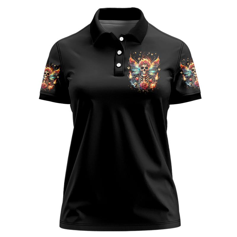 Fairy Skull Don't Fuck With Me I Fuck Back Women Polo Shirt