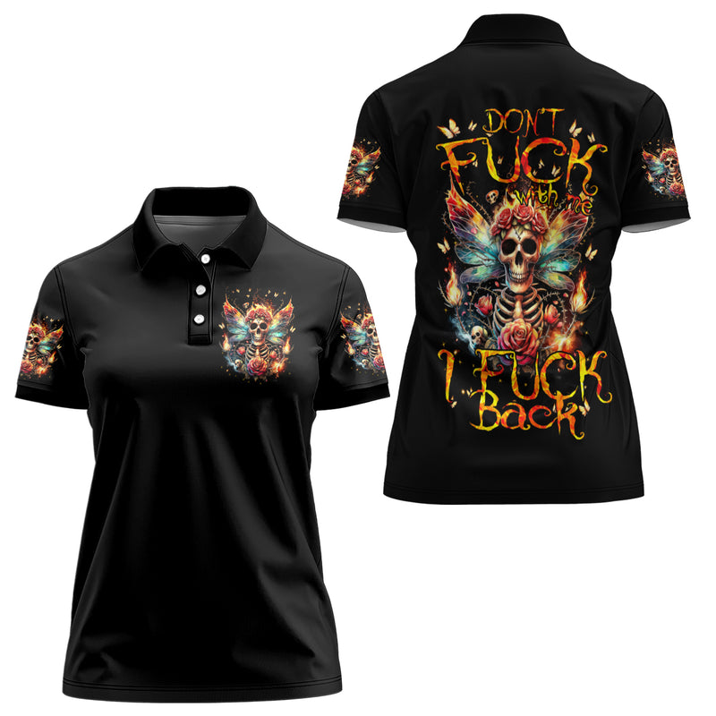 Fairy Skull Don't Fuck With Me I Fuck Back Women Polo Shirt