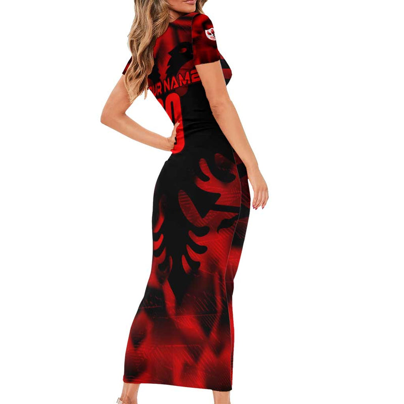 Albania Football 2024 Trophy Wing Style Short Sleeve Bodycon Dress