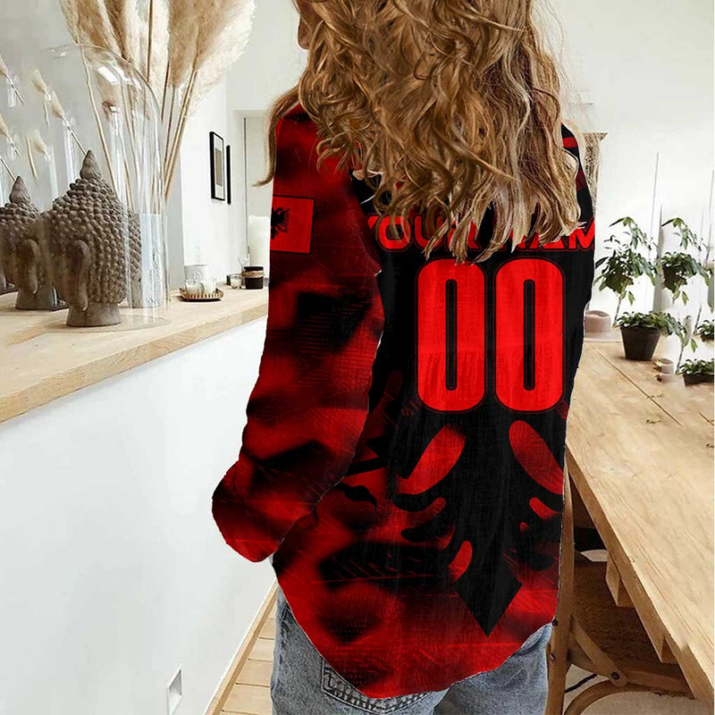 Albania Football 2024 Trophy Wing Style Women Casual Shirt