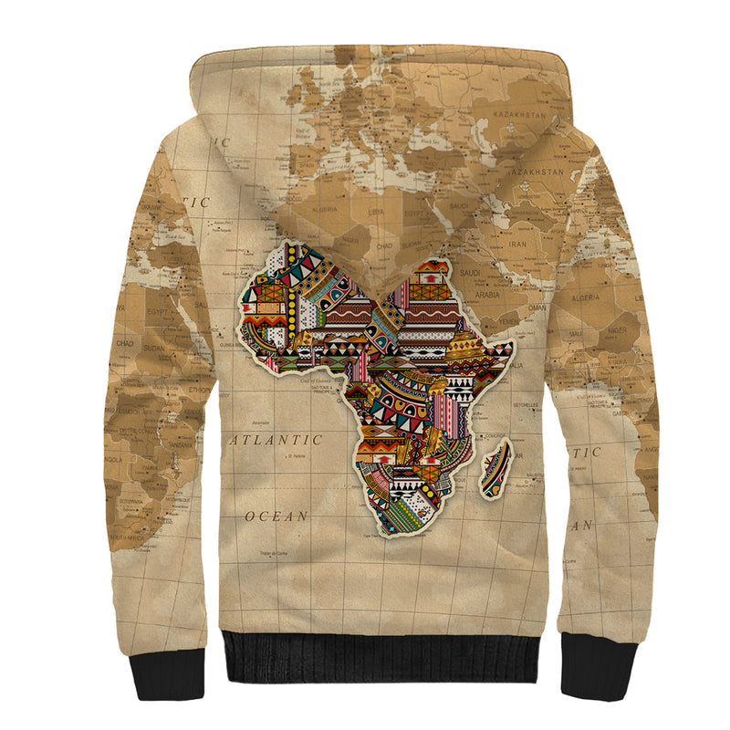Africa On World Map Sherpa Hoodie