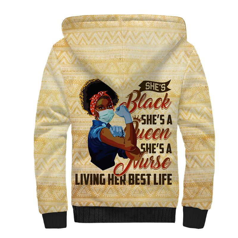Afro Nurses Black Queen African Sherpa Hoodie