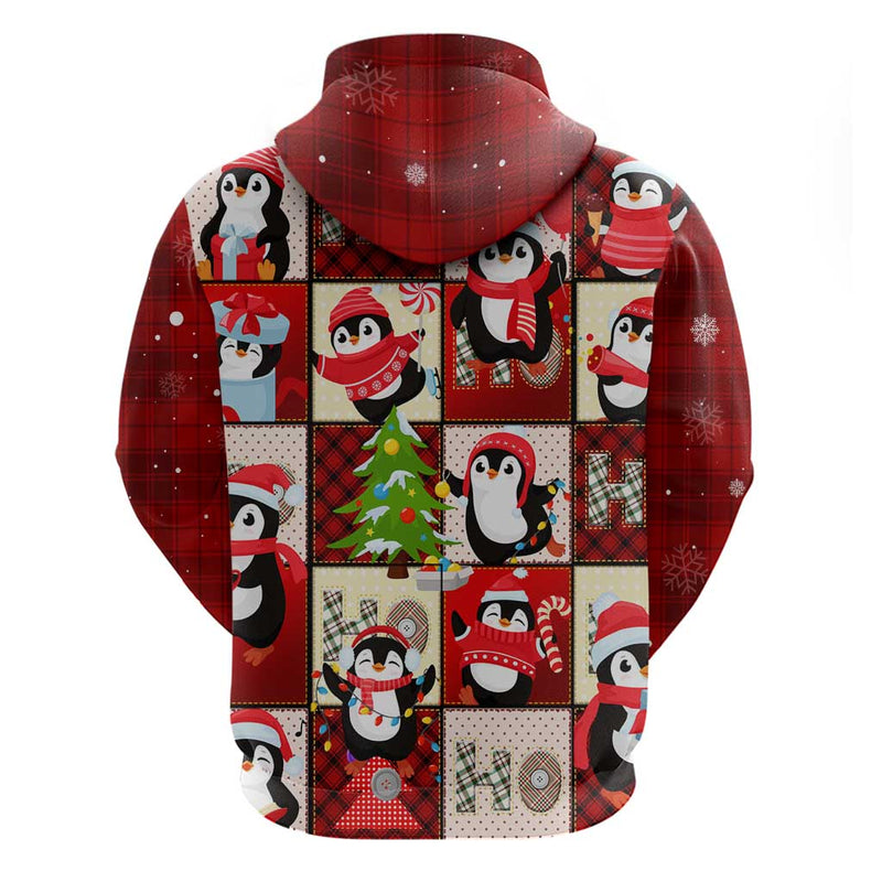 Cute Christmas Penguin Cozy Winter Ho Ho Ho Holiday Fun Hoodie