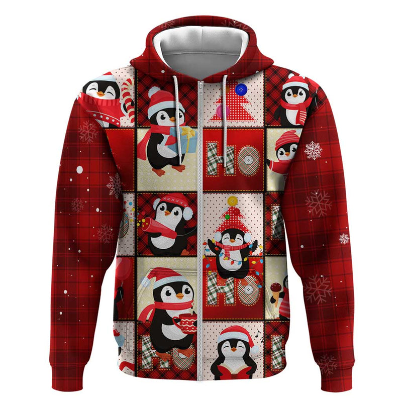 Cute Christmas Penguin Cozy Winter Ho Ho Ho Holiday Fun Hoodie