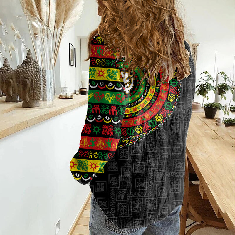 Adinkra Symbols African Culture Women Casual Shirt
