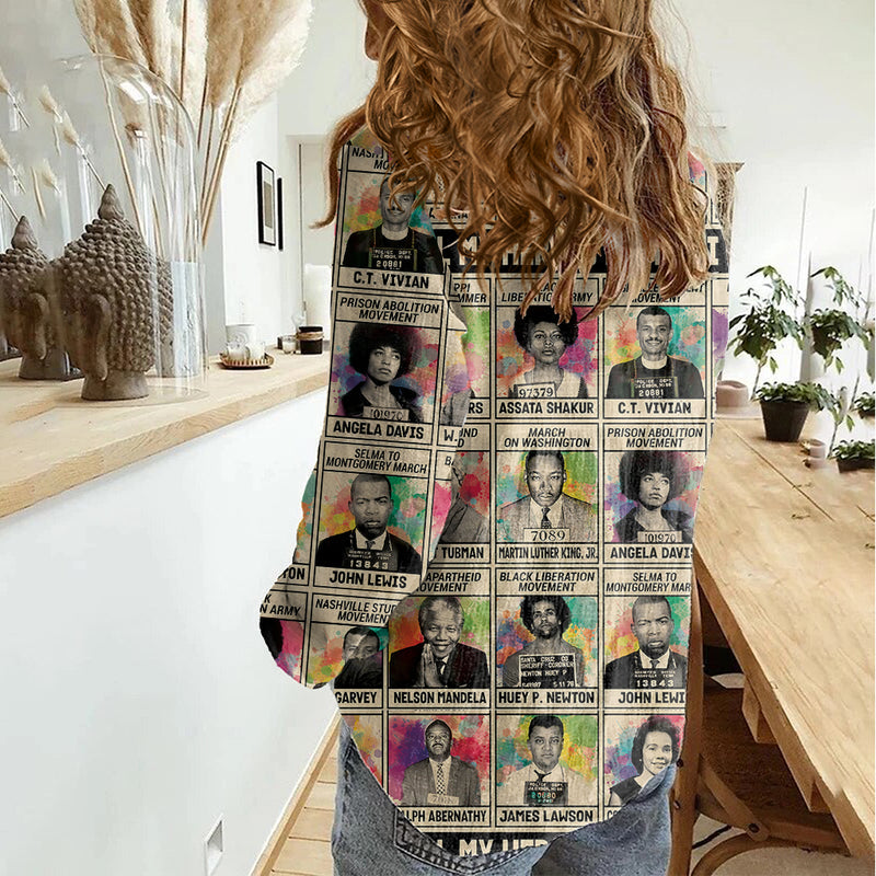 All My Heroes Have FBI Files Civil Rights Leaders Women Casual Shirt