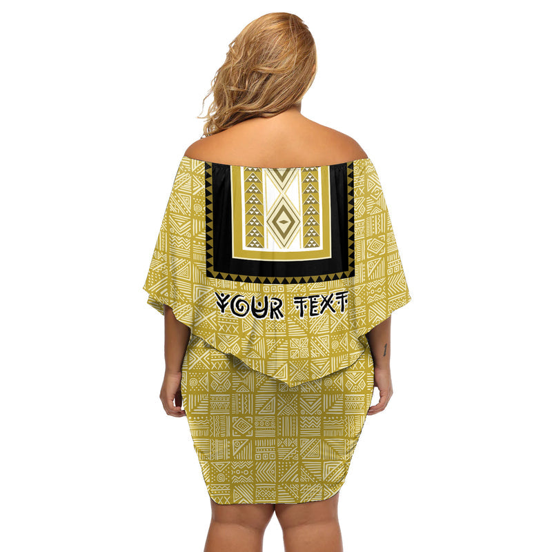 African Mudcloth Dashiki Off Shoulder Short Dress