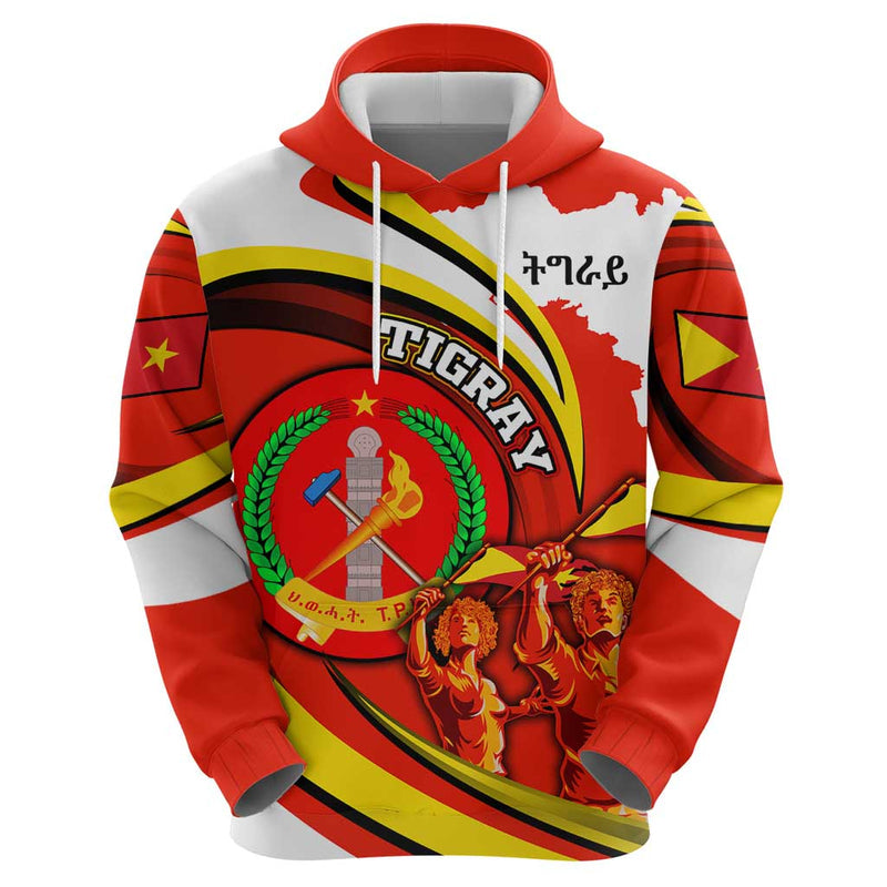Ethiopia Tigray Revolution Emblem Freedom Fighters and Flag Hoodie