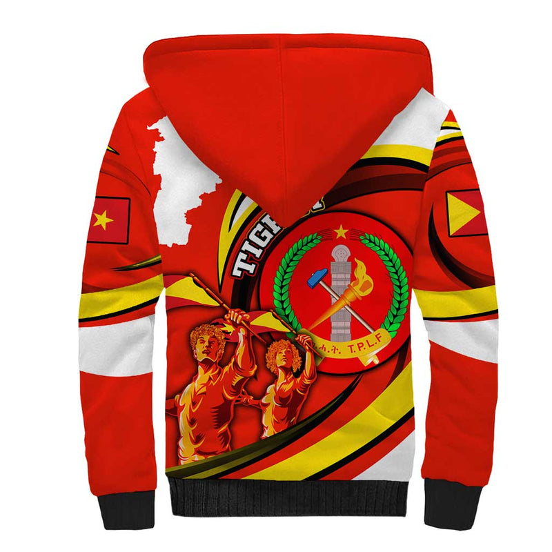 Ethiopia Tigray Revolution Emblem Freedom Fighters and Flag Sherpa Hoodie