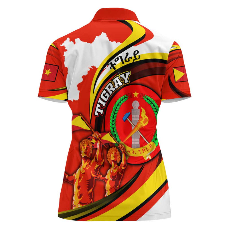 Ethiopia Tigray Revolution Emblem Freedom Fighters and Flag Women Polo Shirt