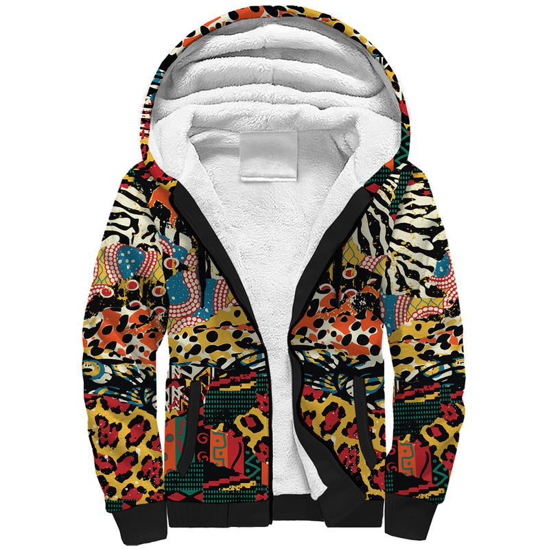Africa Animal Pattern Sherpa Hoodie