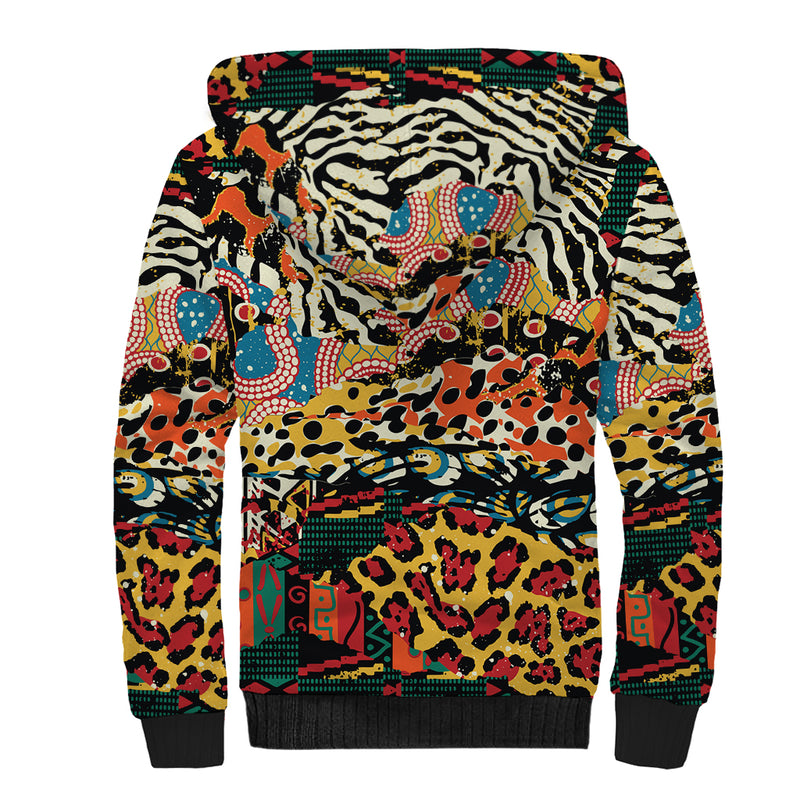 Africa Animal Pattern Sherpa Hoodie