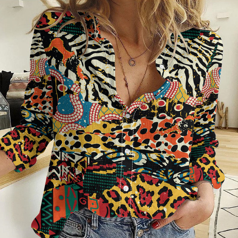 Africa Animal Pattern Women Casual Shirt