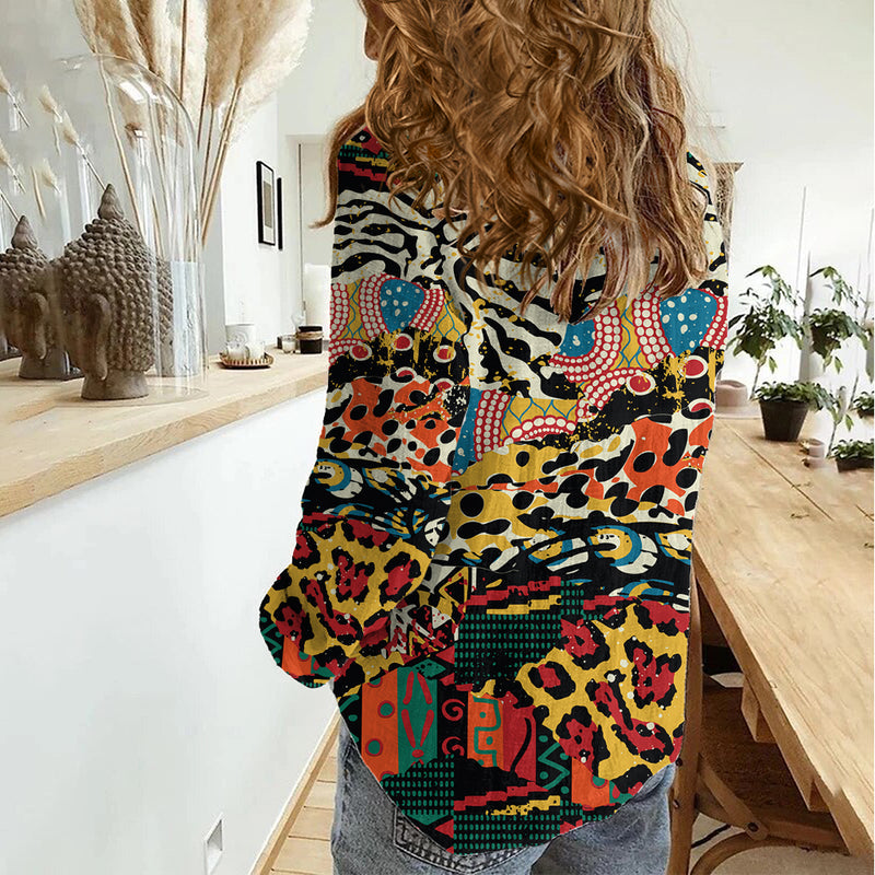 Africa Animal Pattern Women Casual Shirt