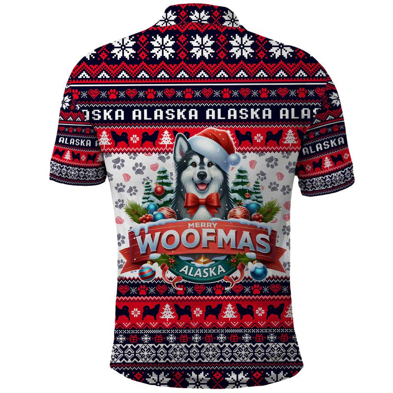 Alaska Merry Woofmas Christmas Dog Art Style Polo Shirt