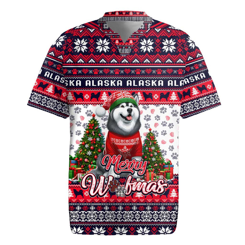Alaska Merry Woofmas Christmas Dog Art Style Rugby Jersey