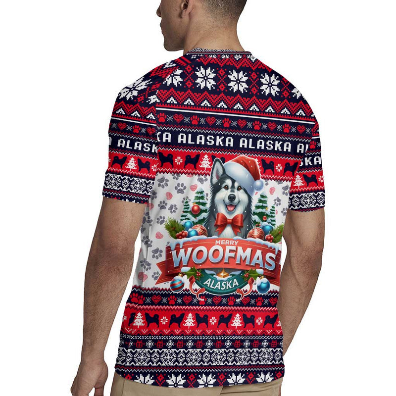 Alaska Merry Woofmas Christmas Dog Art Style Rugby Jersey