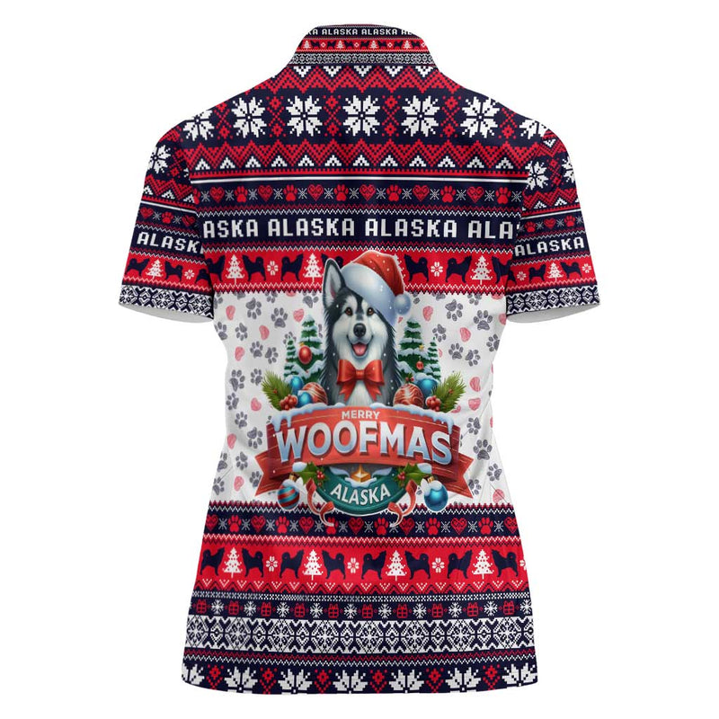 Alaska Merry Woofmas Christmas Dog Art Style Women Polo Shirt