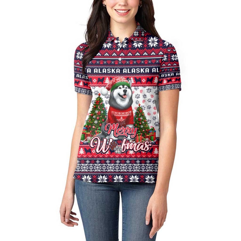 Alaska Merry Woofmas Christmas Dog Art Style Women Polo Shirt