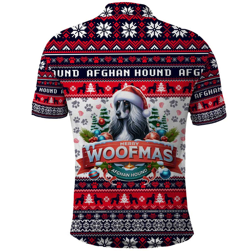 Afghan Hound Merry Woofmas Christmas Dog Art Style Polo Shirt