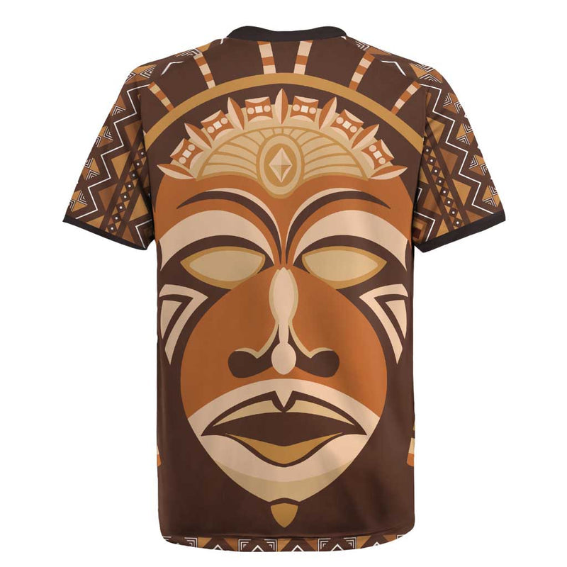 African Mask Printed Mudcloth Rugby Jersey