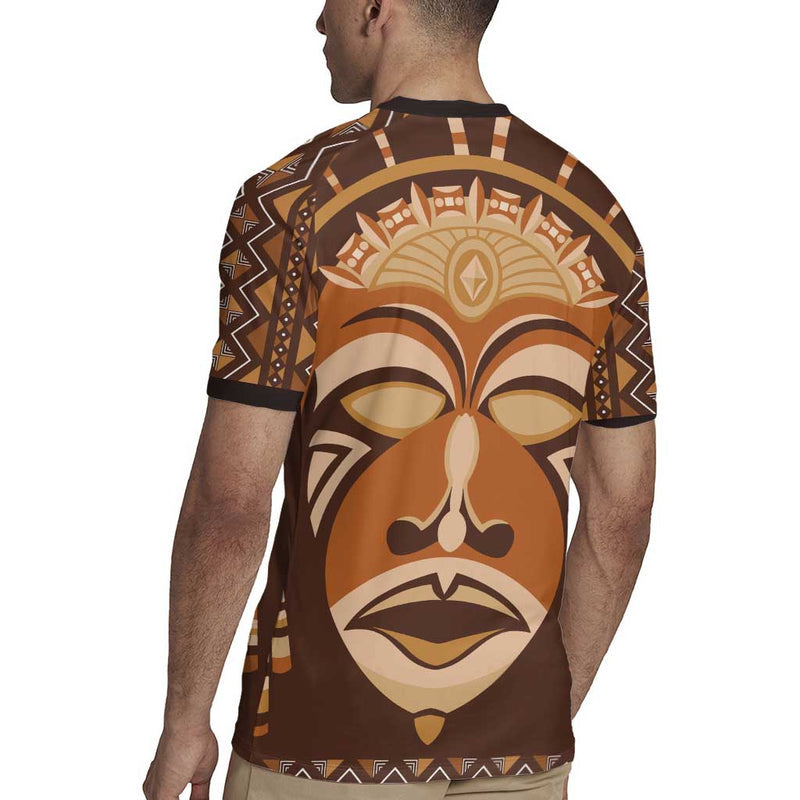 African Mask Printed Mudcloth Rugby Jersey