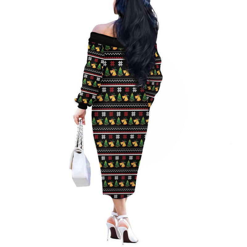 All I Want For Christmas Is My Two Front Teeth Off The Shoulder Long Sleeve Dress