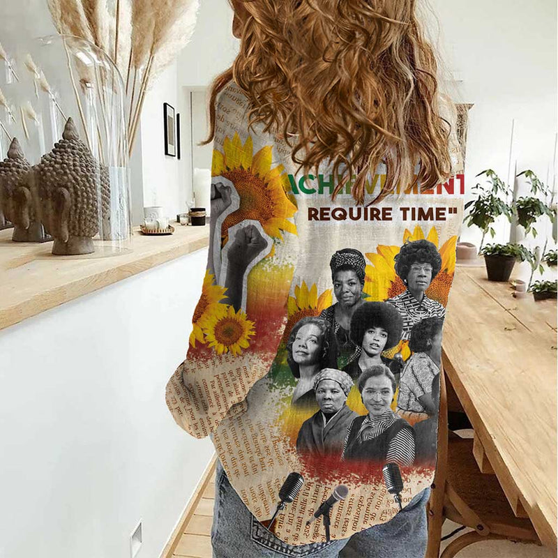 African Civil Rights Female Leaders Sunflower Women Casual Shirt