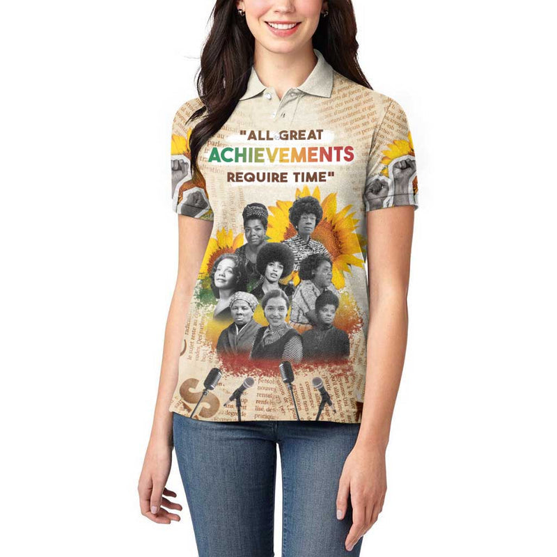 African Civil Rights Female Leaders Sunflower Women Polo Shirt