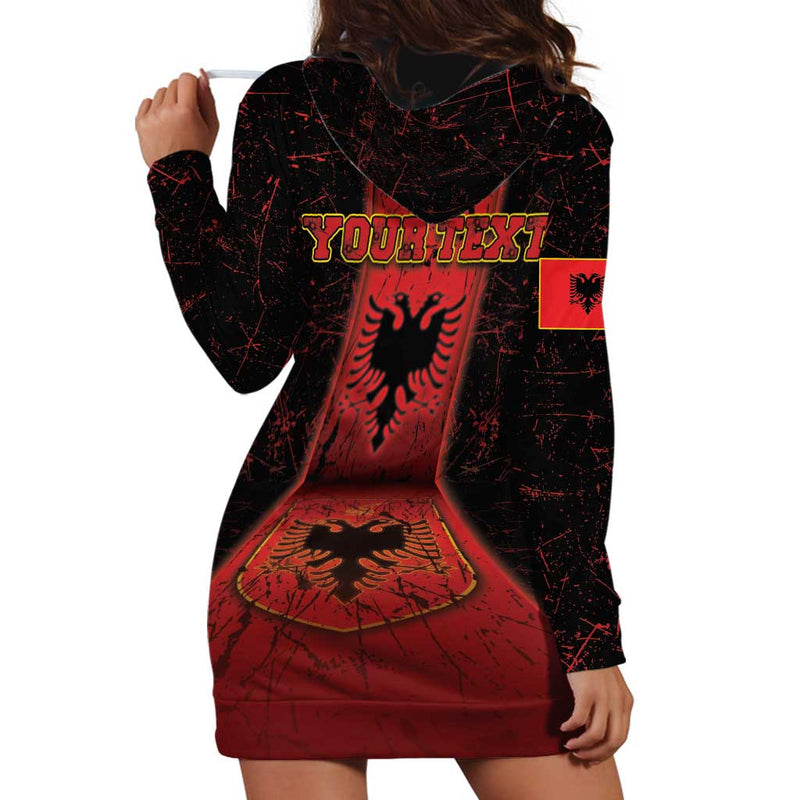 Albania Black Double Headed Eagle Hoodie Dress