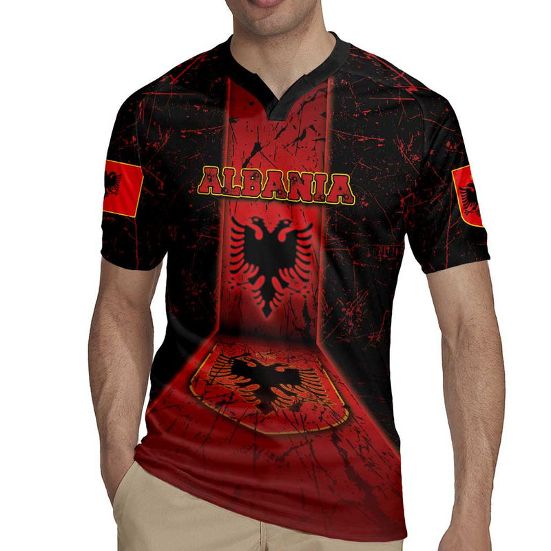 Albania Black Double Headed Eagle Rugby Jersey