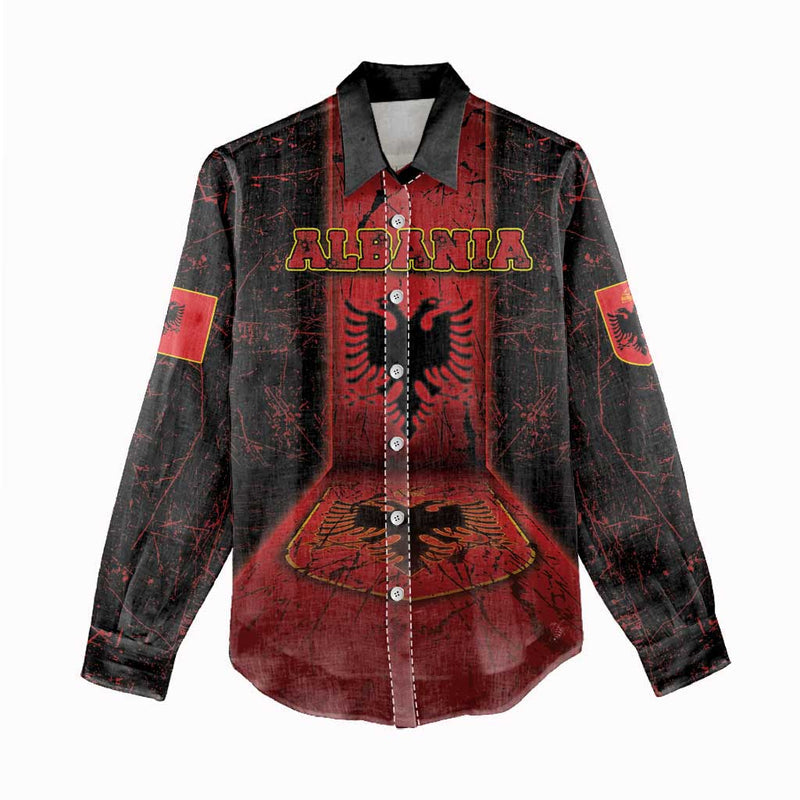 Albania Women Casual Shirt Black Double Headed Eagle