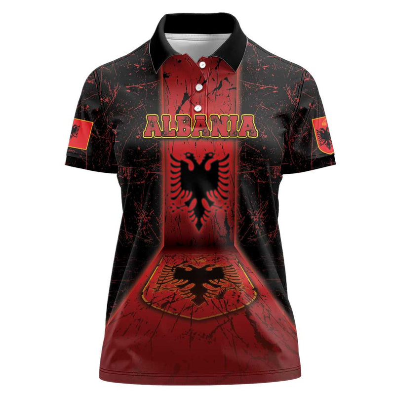 Albania Women Polo Shirt Black Double Headed Eagle