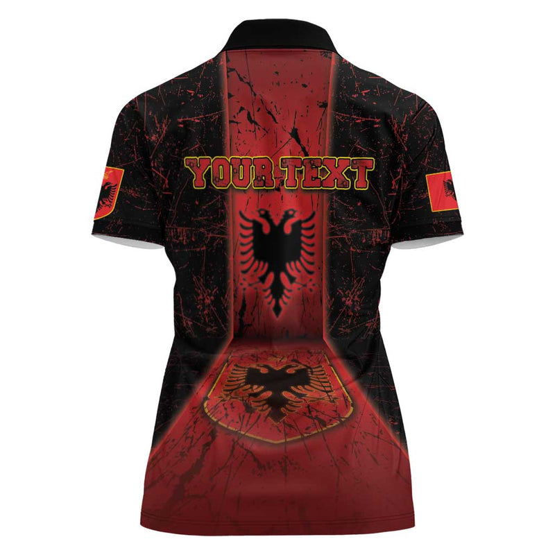 Albania Women Polo Shirt Black Double Headed Eagle