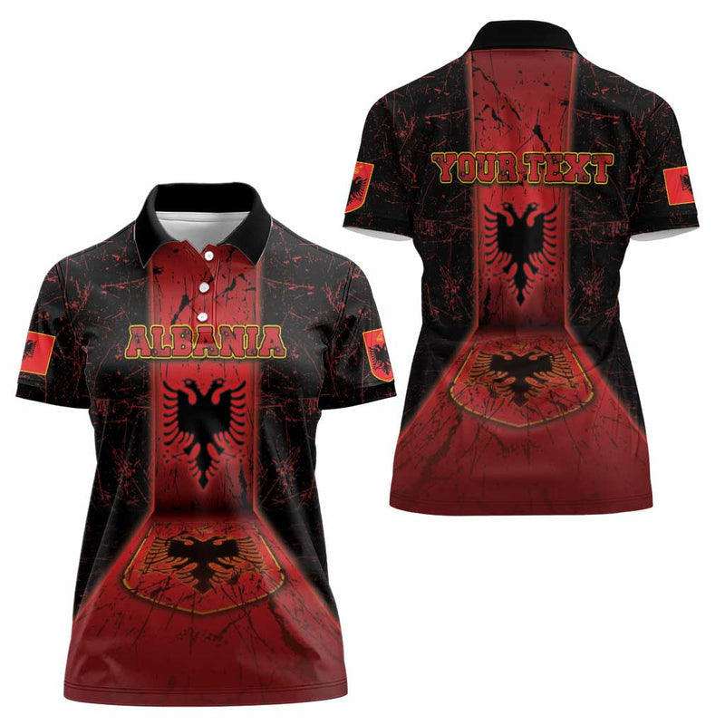 Albania Women Polo Shirt Black Double Headed Eagle