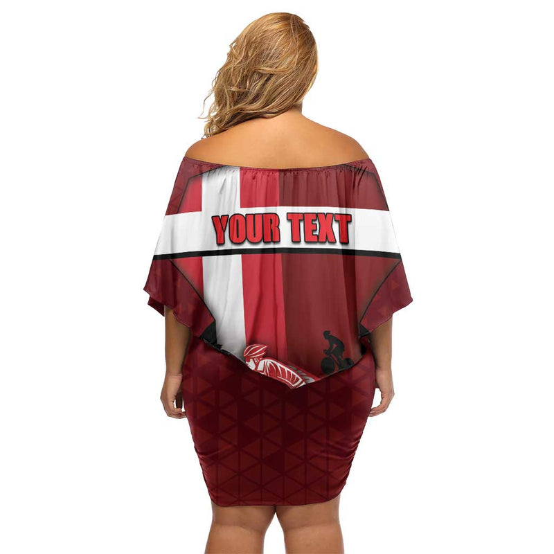 Denmark Cycling Sporty Style Red Off Shoulder Short Dress
