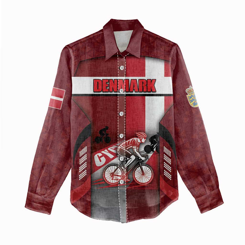 Denmark Cycling Sporty Style Red Women Casual Shirt