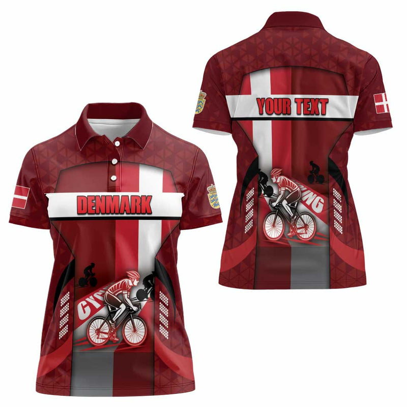 Denmark Cycling Sporty Style Red Women Polo Shirt