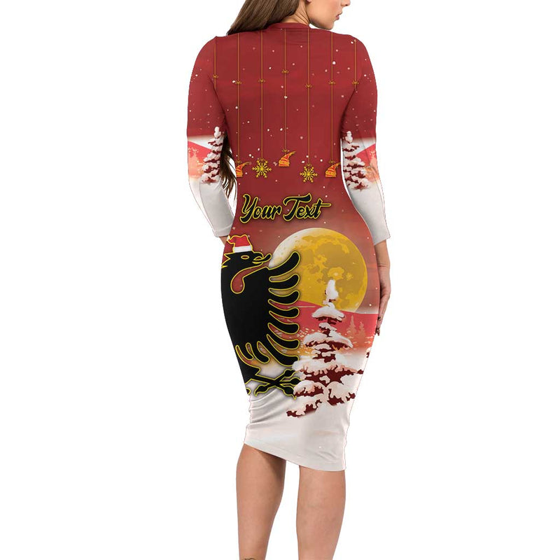 Albania Christmas Gezuar Krishtlindjet Long Sleeve Bodycon Dress