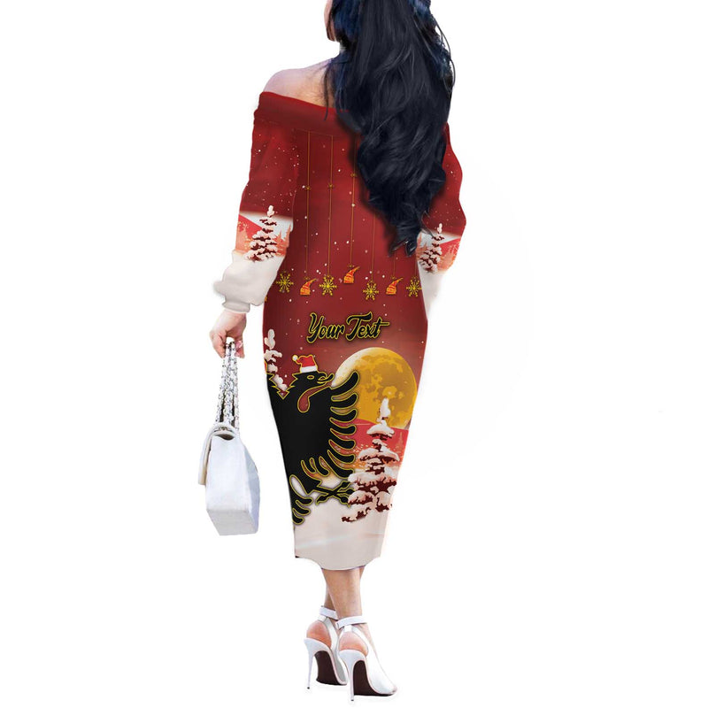 Albania Christmas Gezuar Krishtlindjet Off The Shoulder Long Sleeve Dress